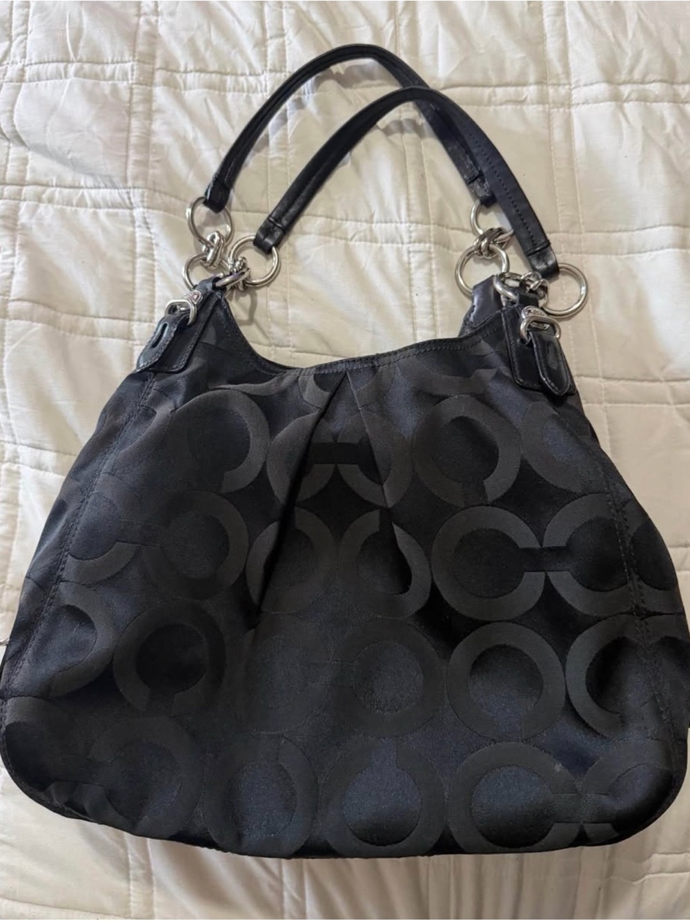Coach Mia OP Art Sateen Large black Maggie shoulder bag